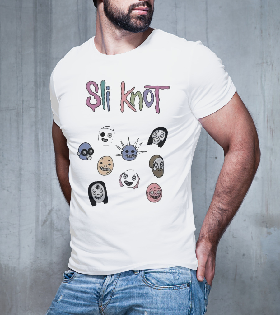 Sli Knot Cartoon Faces Collection From Custer T-Shirt