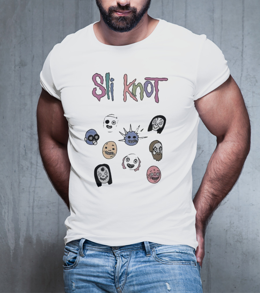 Sli Knot Cartoon Faces Collection From Custer T-Shirt