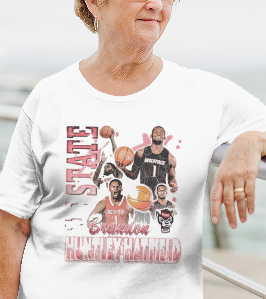 Brandon Huntley-Hatfield NC State Wolfpack 90s Retro Basketball Collage T-Shirt