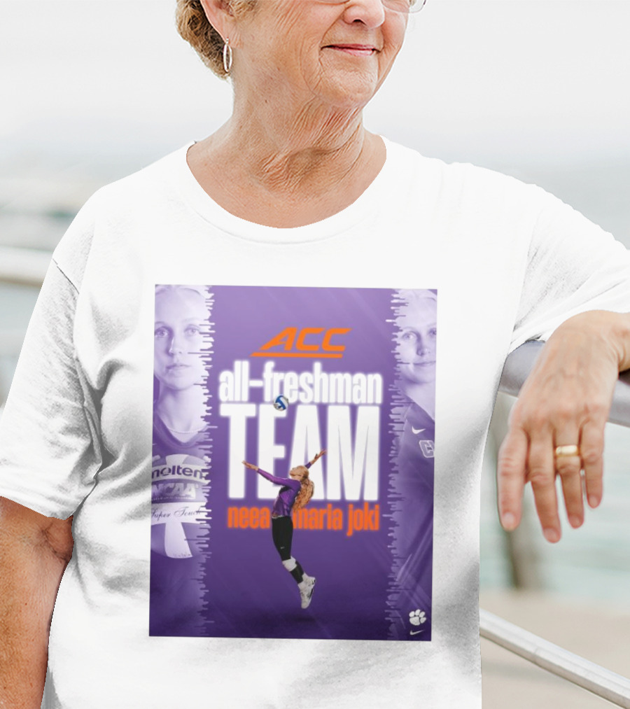 Clemson Tigers ACC All-Freshman Team Neea Maria Joki Volleyball Achievement T-Shirt