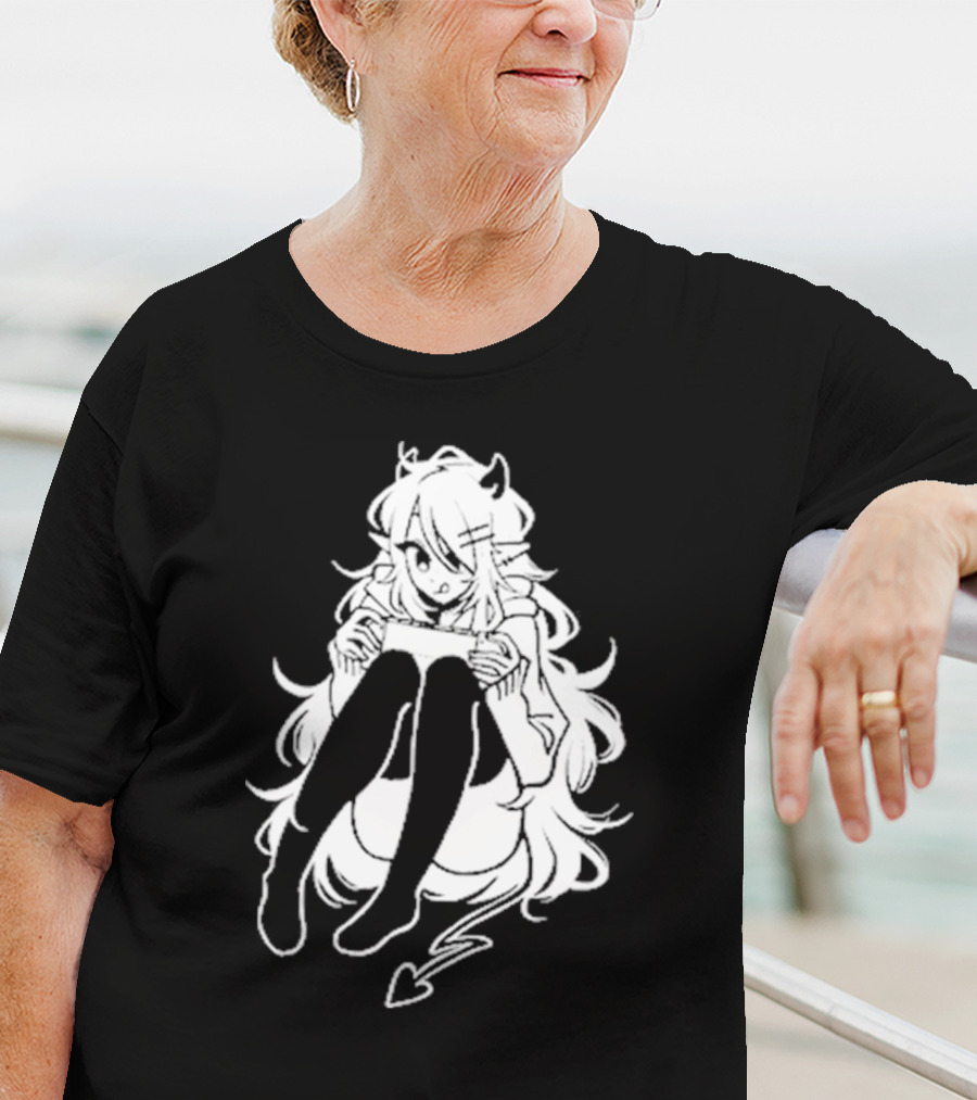 Meg Maybe Idk Anime Demon Girl Sitting With Heart Tail T-Shirt