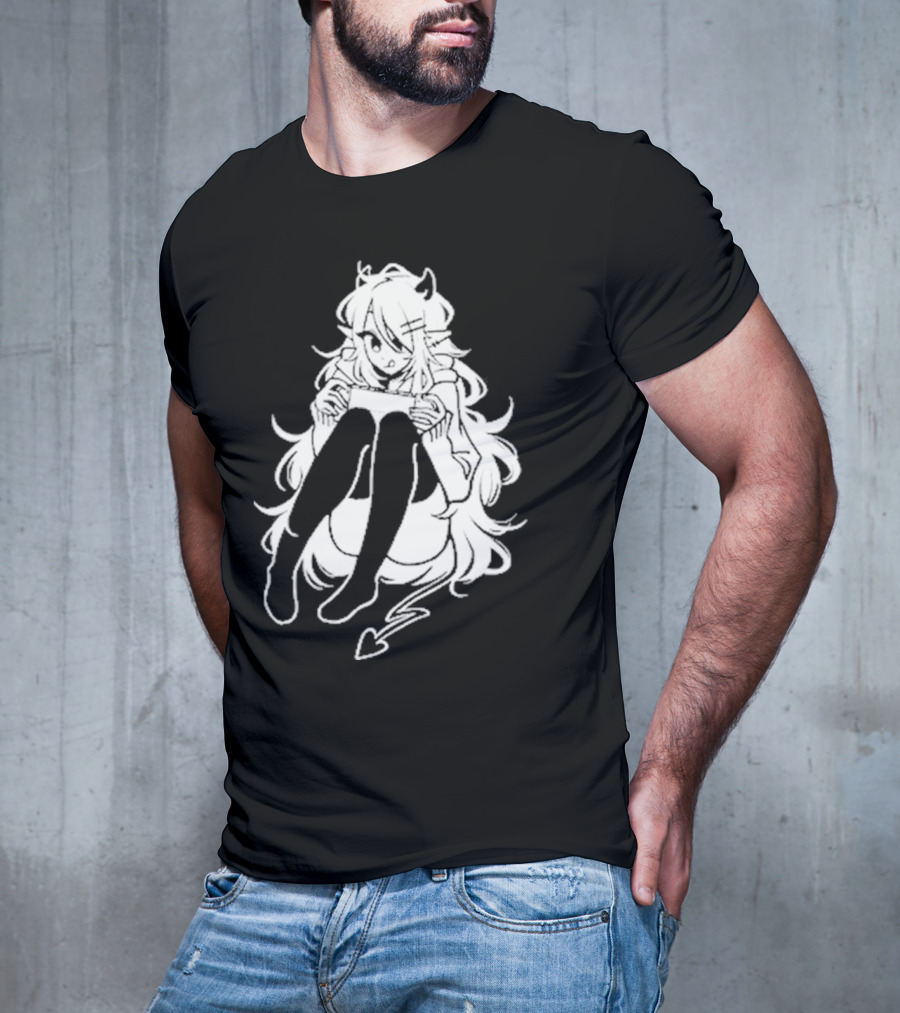 Meg Maybe Idk Anime Demon Girl Sitting With Heart Tail T-Shirt