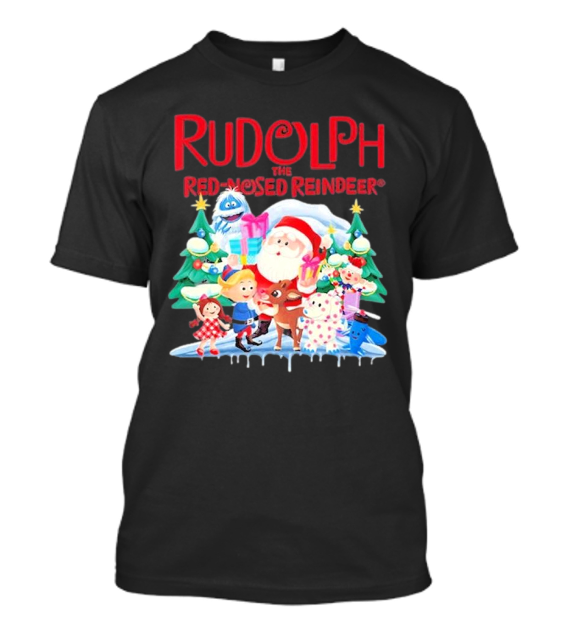 Rudolph The Red-Nosed Reindeer Christmas Santa And Friends Scene T-Shirt