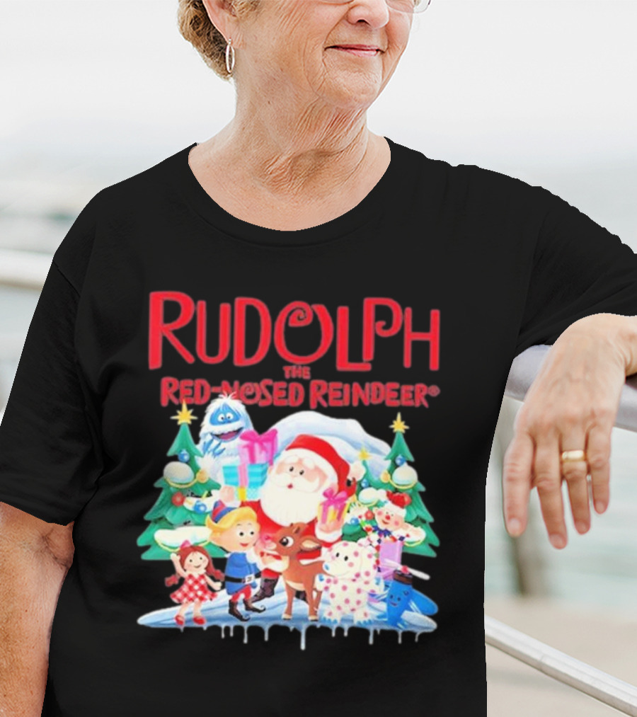Rudolph The Red-Nosed Reindeer Christmas Santa And Friends Scene T-Shirt