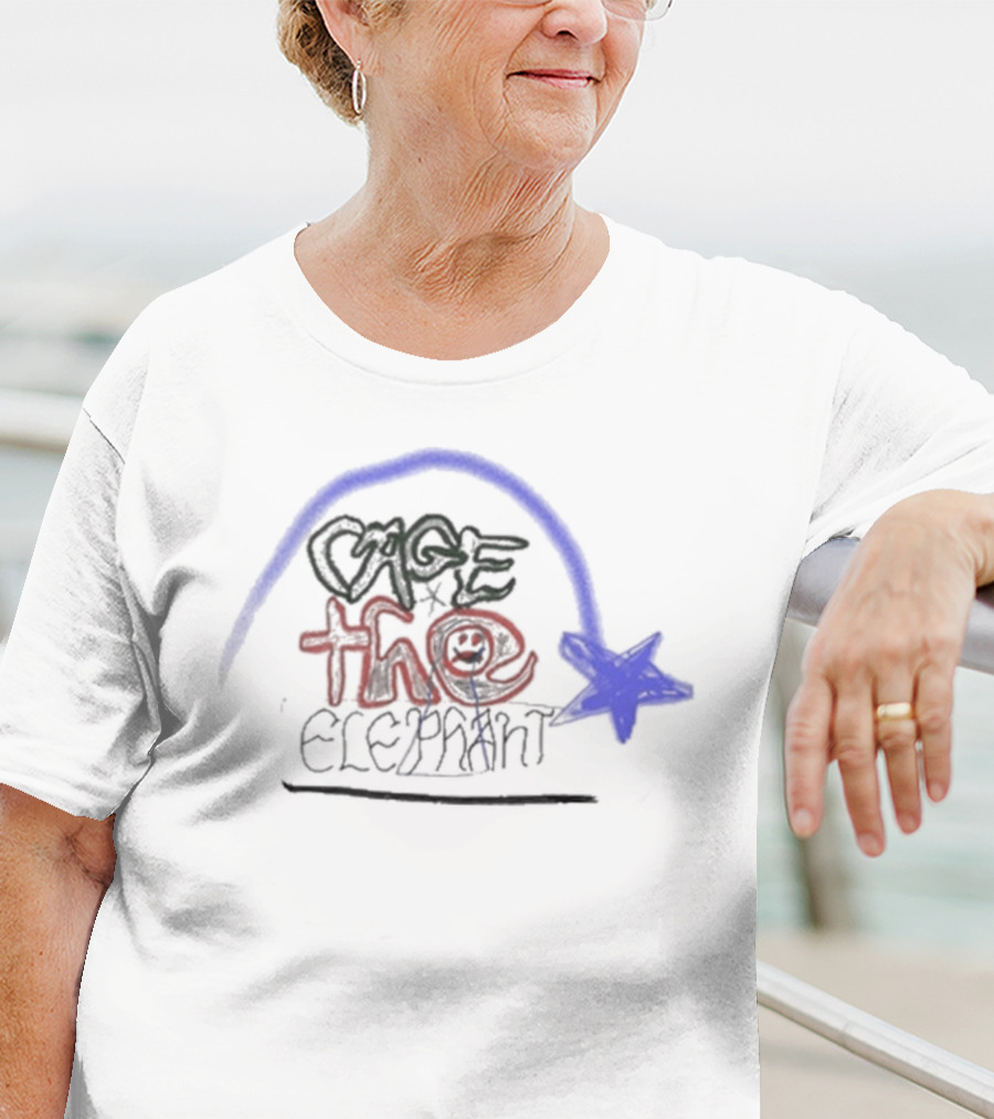 Cage The Elephant Doodle Star Blue Arch Smiley Face T-Shirt