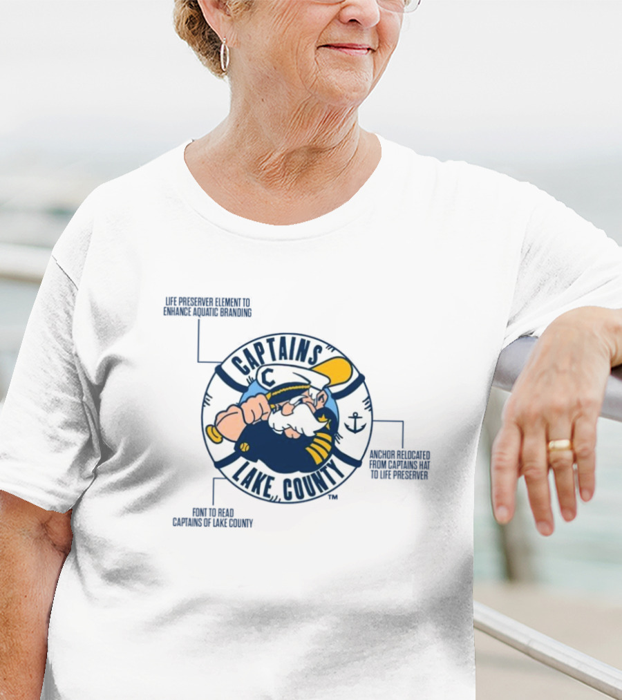 Captains Lake County Life Preserver Element Font Enhanced Aquatic Branding T-Shirt