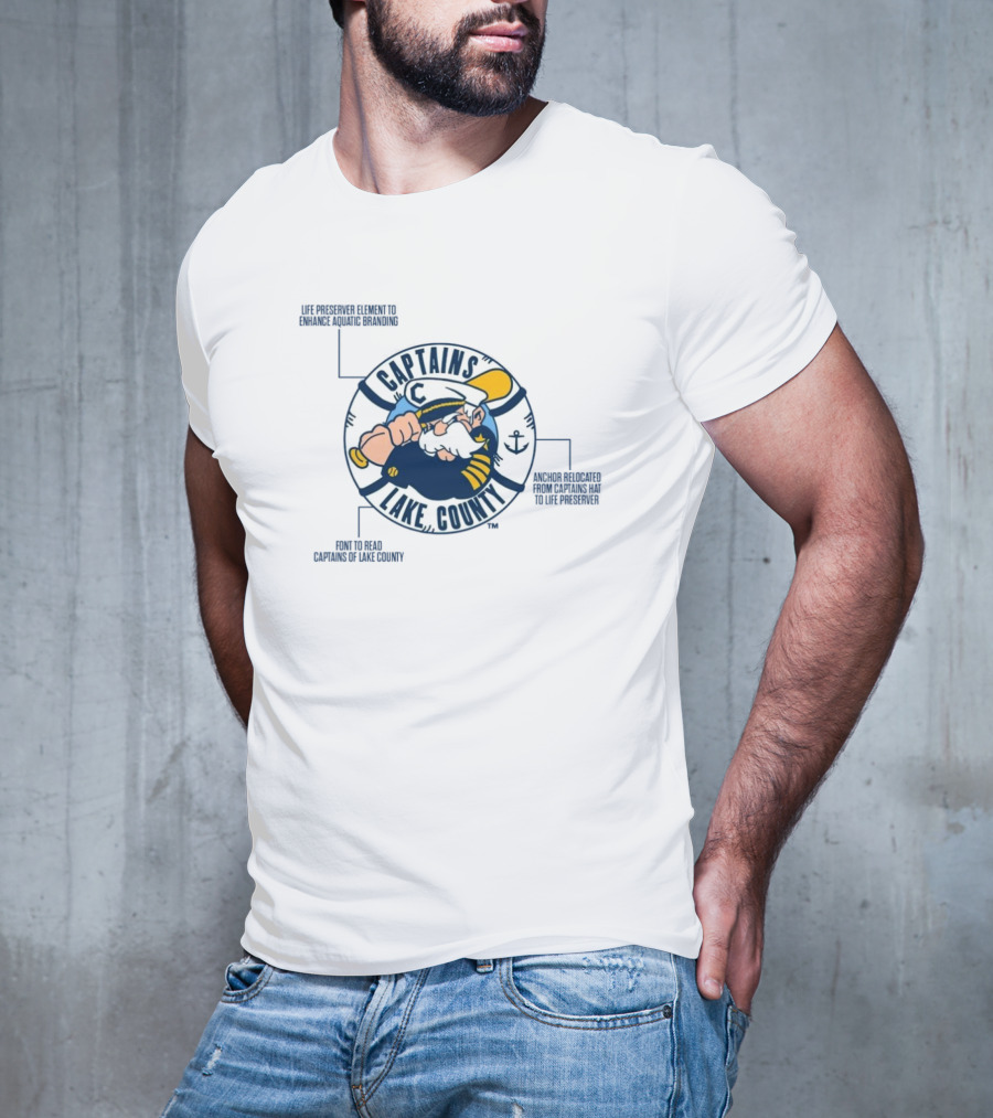 Captains Lake County Life Preserver Element Font Enhanced Aquatic Branding T-Shirt