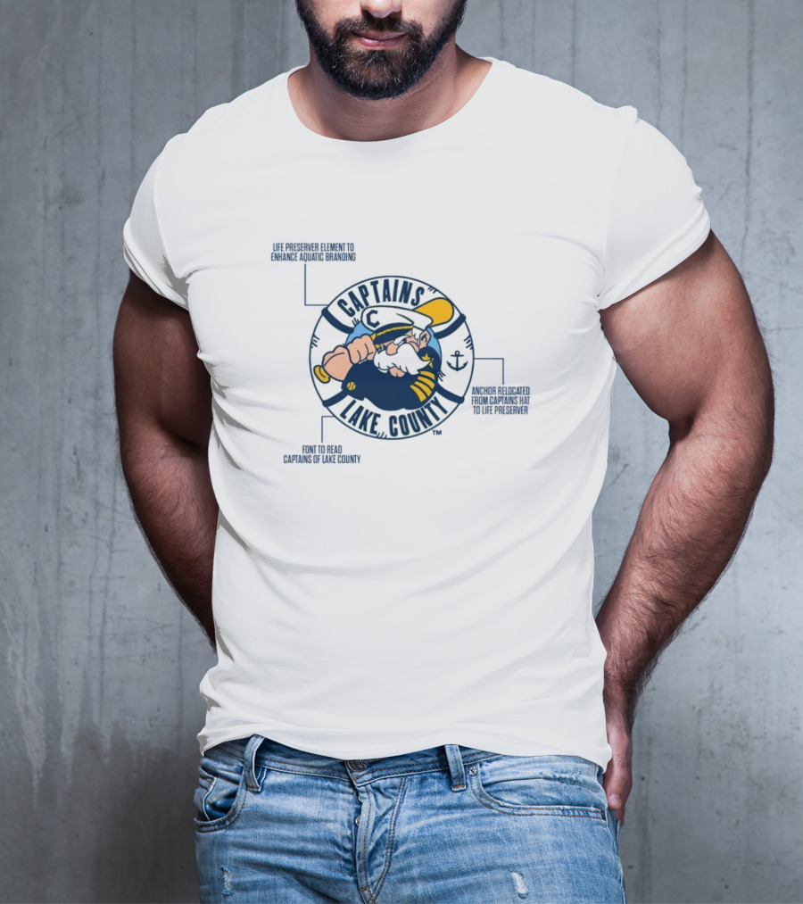 Captains Lake County Life Preserver Element Font Enhanced Aquatic Branding T-Shirt