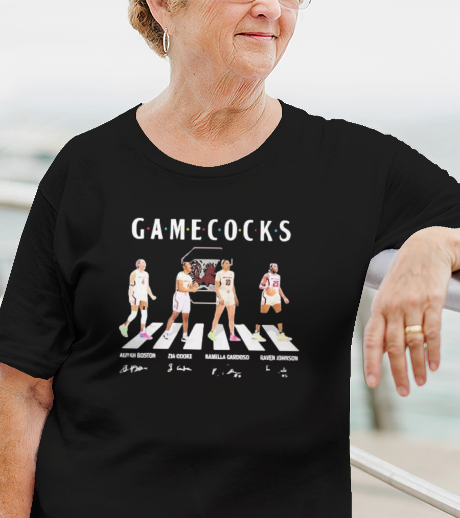 Gamecocks Aliyah Boston Zia Cooke Kamilla Cardoso Raven Johnson Signatures Abbey Road Basketball T-Shirt