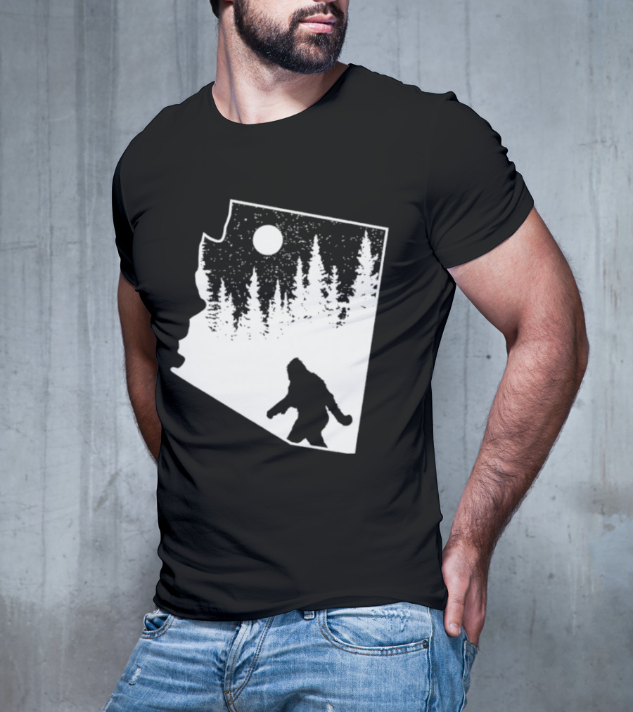 Bigfoot Arizona Pride Sasquatch Funny Arizona Map Forest Moon T-Shirt