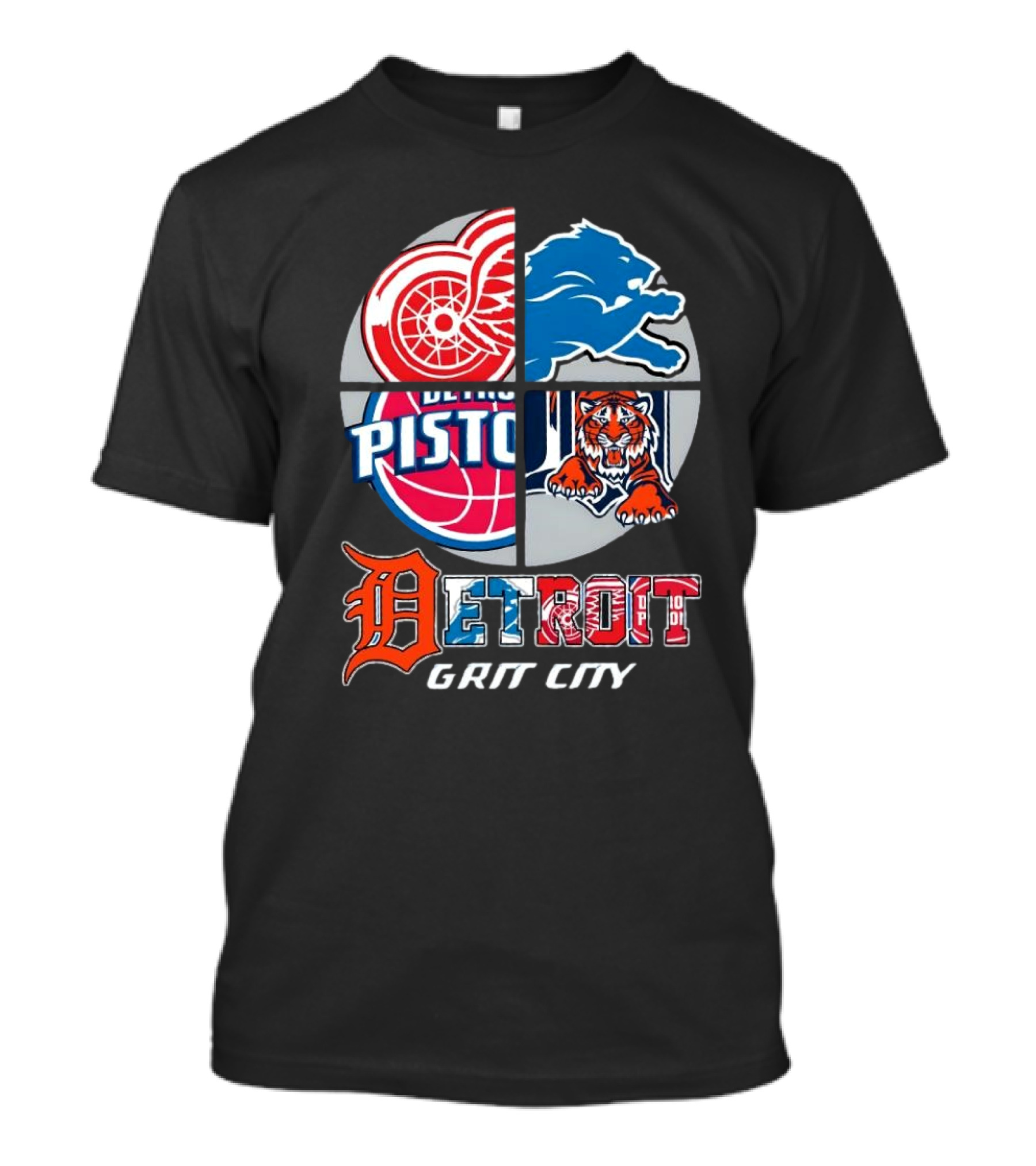 Detroit Grit City Red Wings Lions Pistons T...T-Shirt 
