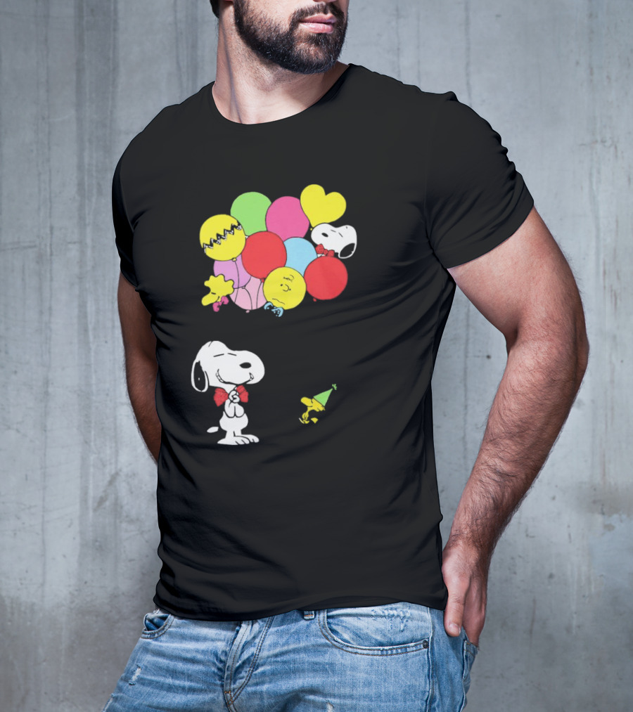 Peanuts Snoopy Woodstock Balloons Birthday T-Shirt