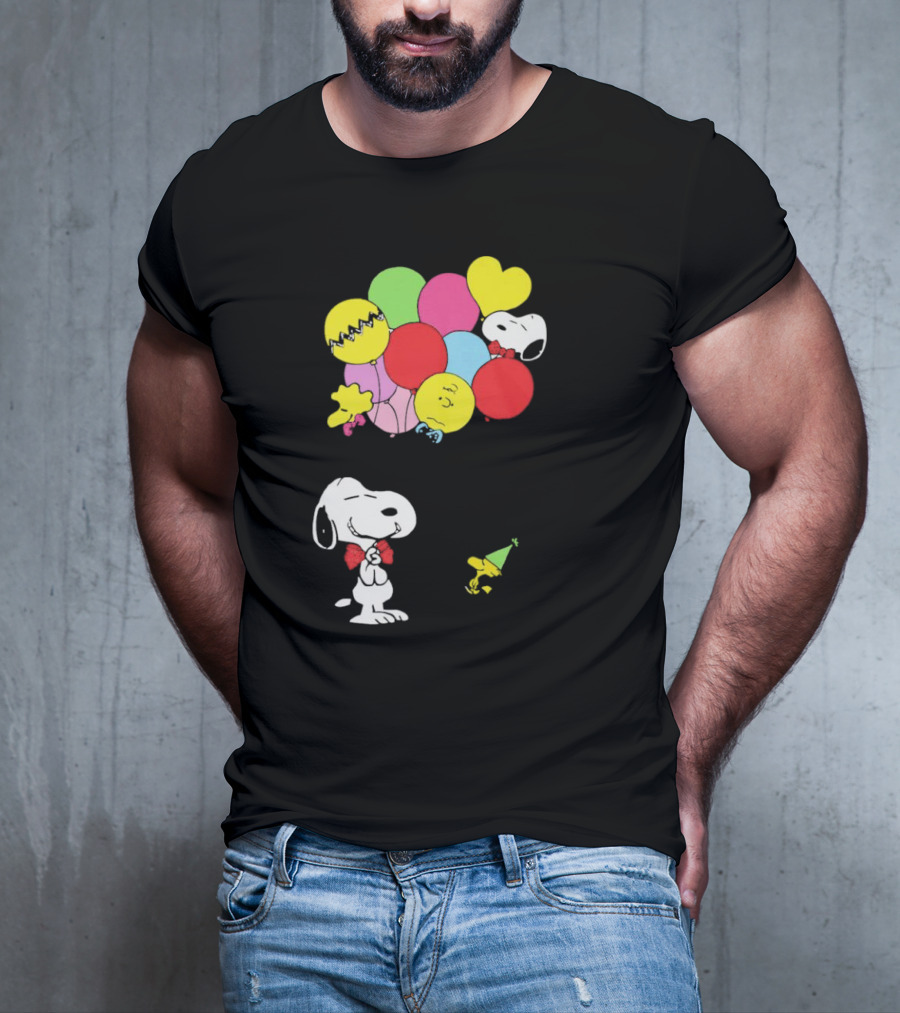 Peanuts Snoopy Woodstock Balloons Birthday T-Shirt