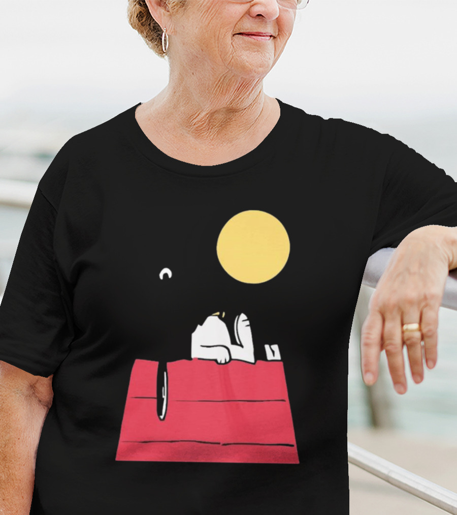 Snoopy Solar Eclipse Peanuts Doghouse Moon Charlie Brown T-Shirt