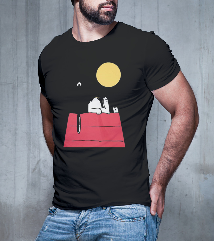 Snoopy Solar Eclipse Peanuts Doghouse Moon Charlie Brown T-Shirt