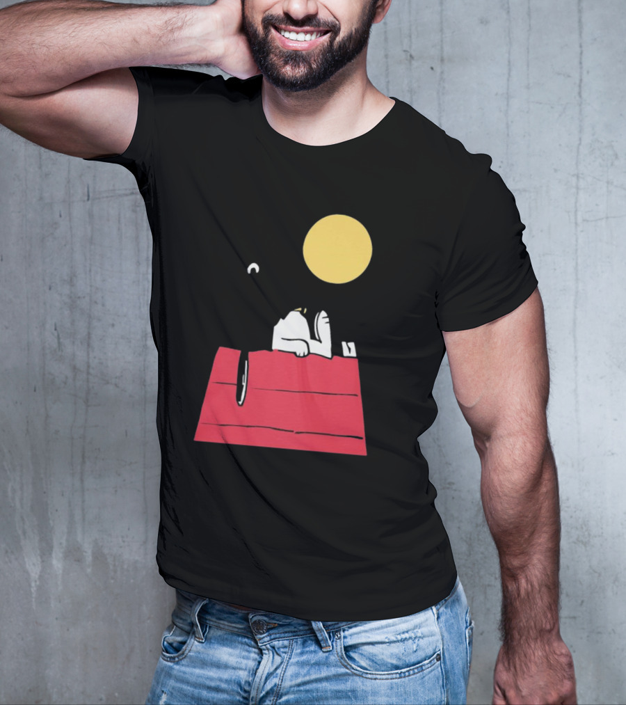 Snoopy Solar Eclipse Peanuts Doghouse Moon Charlie Brown T-Shirt