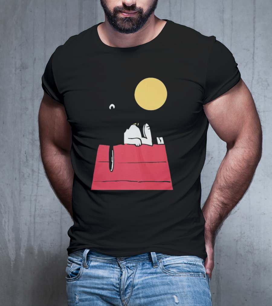 Snoopy Solar Eclipse Peanuts Doghouse Moon Charlie Brown T-Shirt