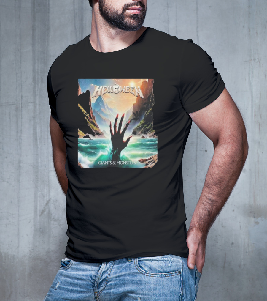 Helloween Giants & Monsters Album Art With Raising Hand In Ocean Released August 29th 2025 T-Shirt