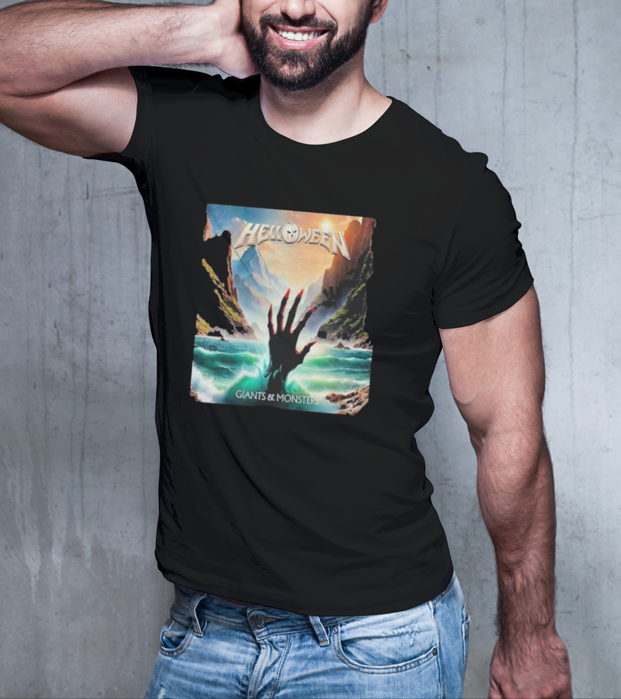 Helloween Giants & Monsters Album Art With Raising Hand In Ocean Released August 29th 2025 T-Shirt