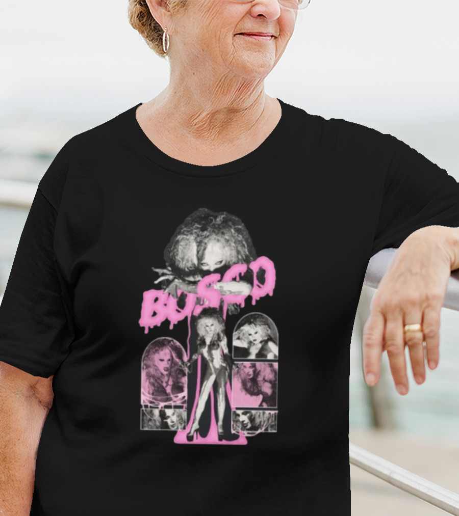 Hereisbosco Blobsco Bosco Pink Dripping Text With Monochrome Images T-Shirt