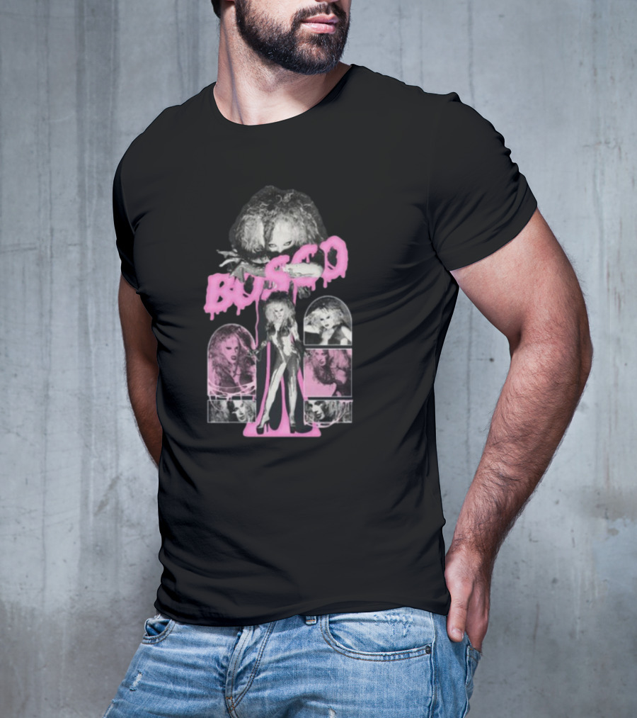 Hereisbosco Blobsco Bosco Pink Dripping Text With Monochrome Images T-Shirt