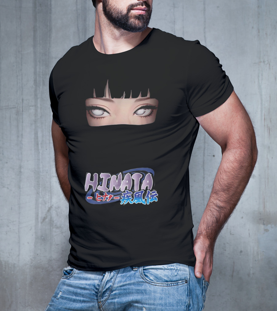 Hinata Hyuga Eyes Japanese Text Anime Style T-Shirt