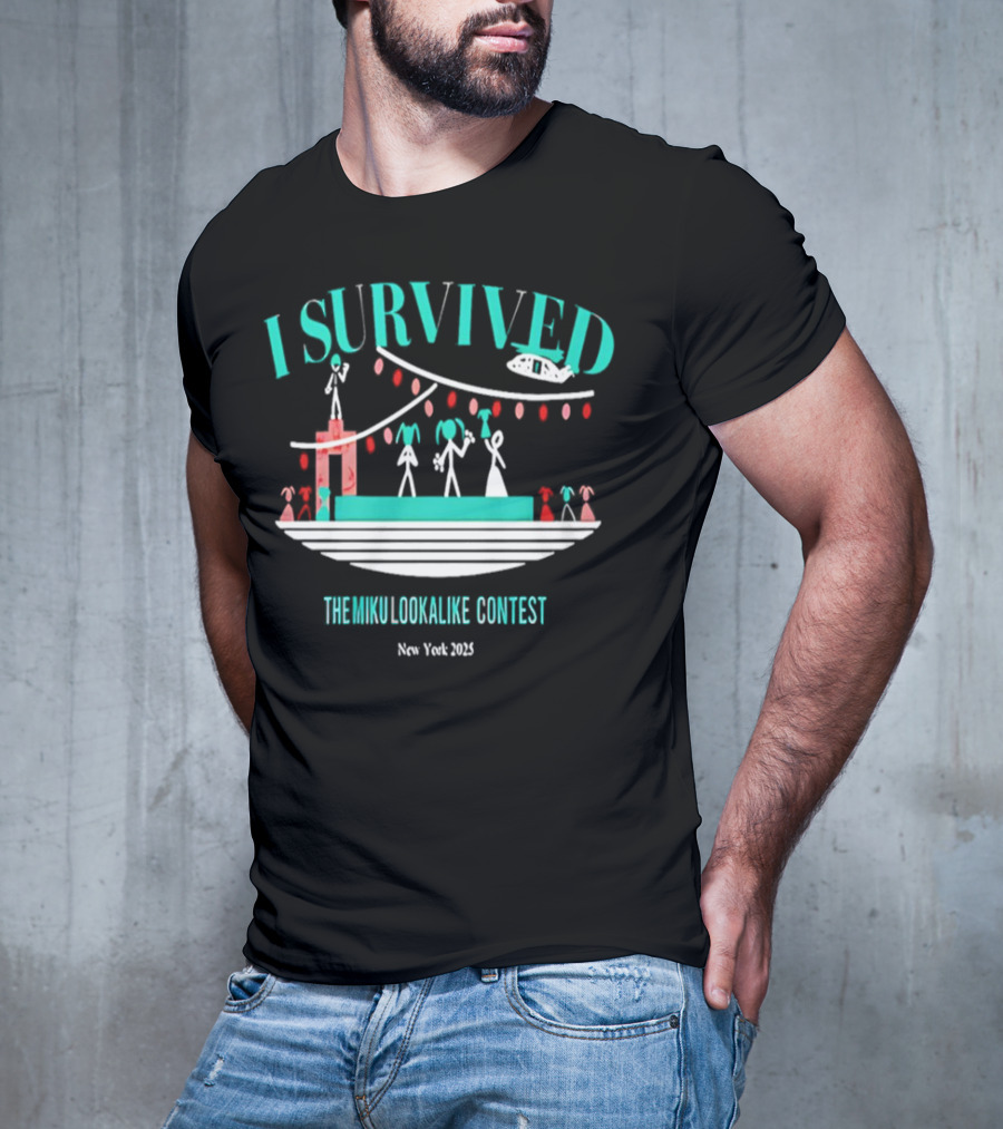 I Survived The Miku Lookalike Contest New York 2025 Blimp Stage Figures T-Shirt