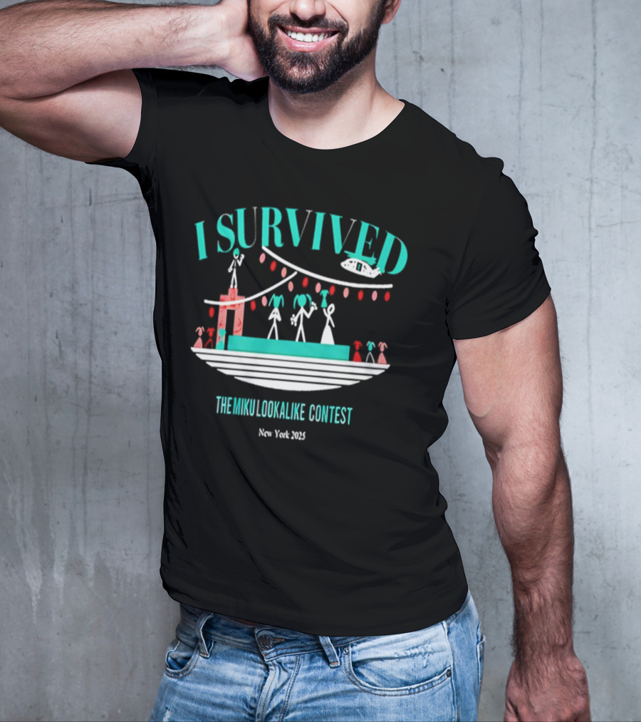 I Survived The Miku Lookalike Contest New York 2025 Blimp Stage Figures T-Shirt
