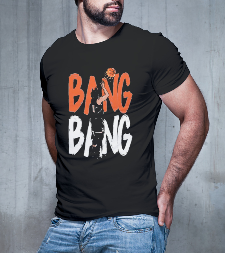 Jalen Brunson Basketball Bang Bang Orange White Combination T-Shirt
