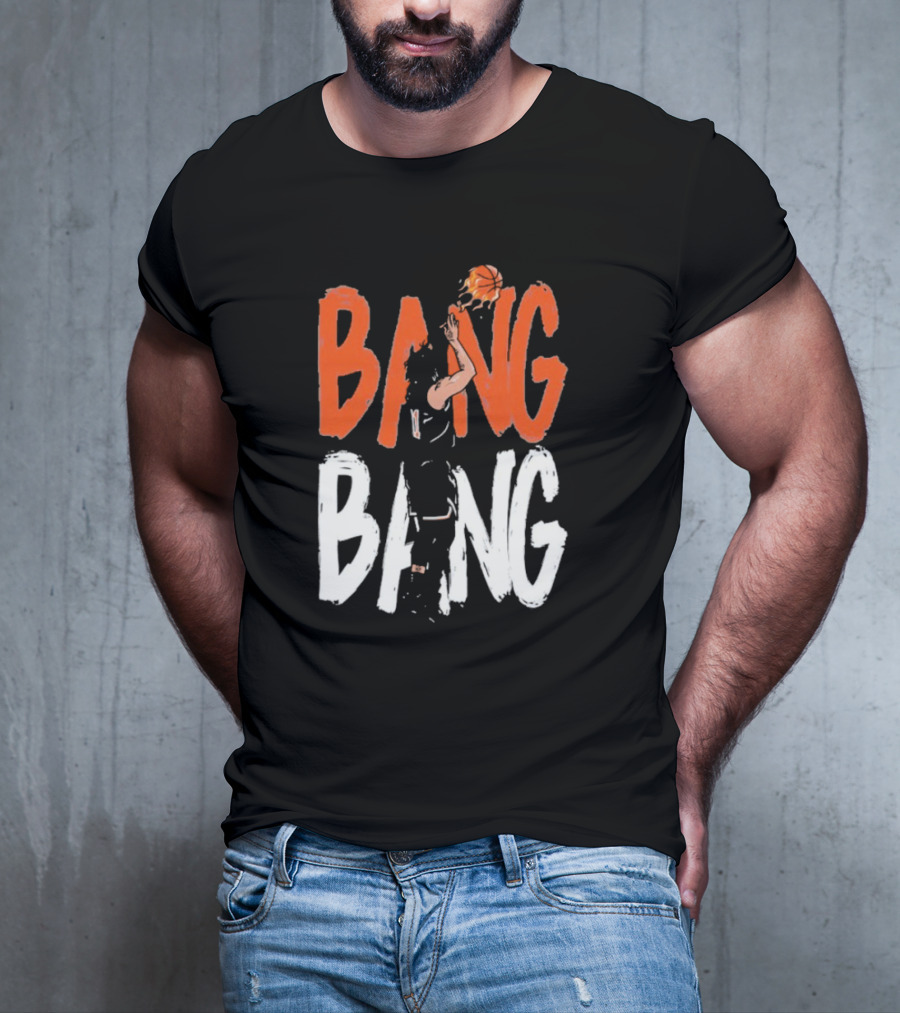 Jalen Brunson Basketball Bang Bang Orange White Combination T-Shirt