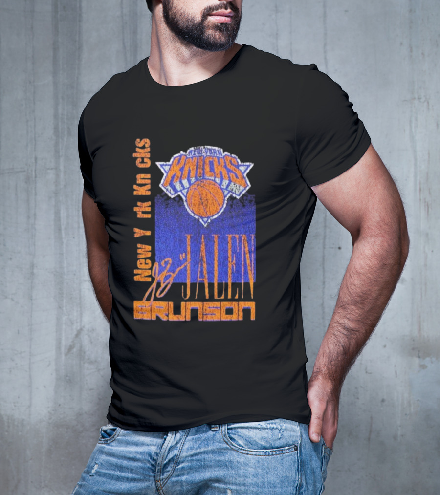 New York Knicks Jalen Brunson NBA Player Signature T-Shirt