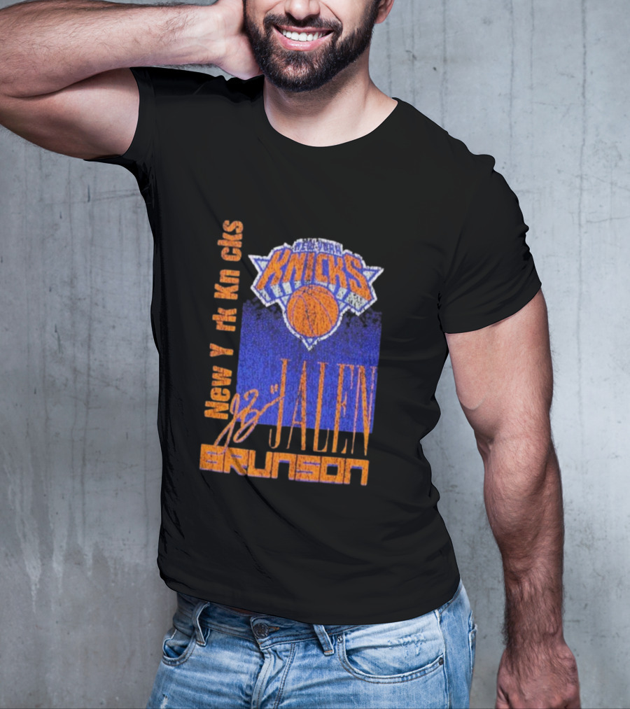 New York Knicks Jalen Brunson NBA Player Signature T-Shirt