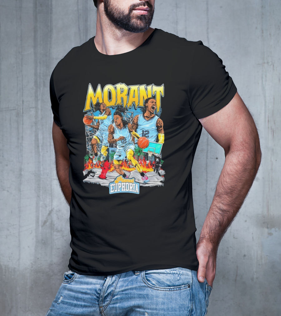 Morant Planet Euphoria Basketball Action Scene T-Shirt