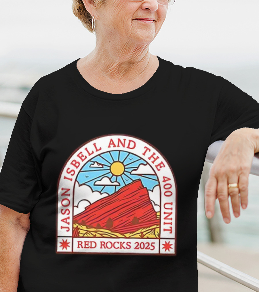 Jason Isbell And The 400 Unit Red Rocks 2025 Sun And Mountains T-Shirt