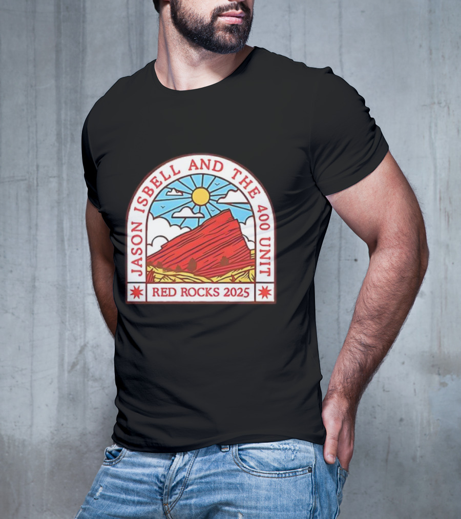 Jason Isbell And The 400 Unit Red Rocks 2025 Sun And Mountains T-Shirt