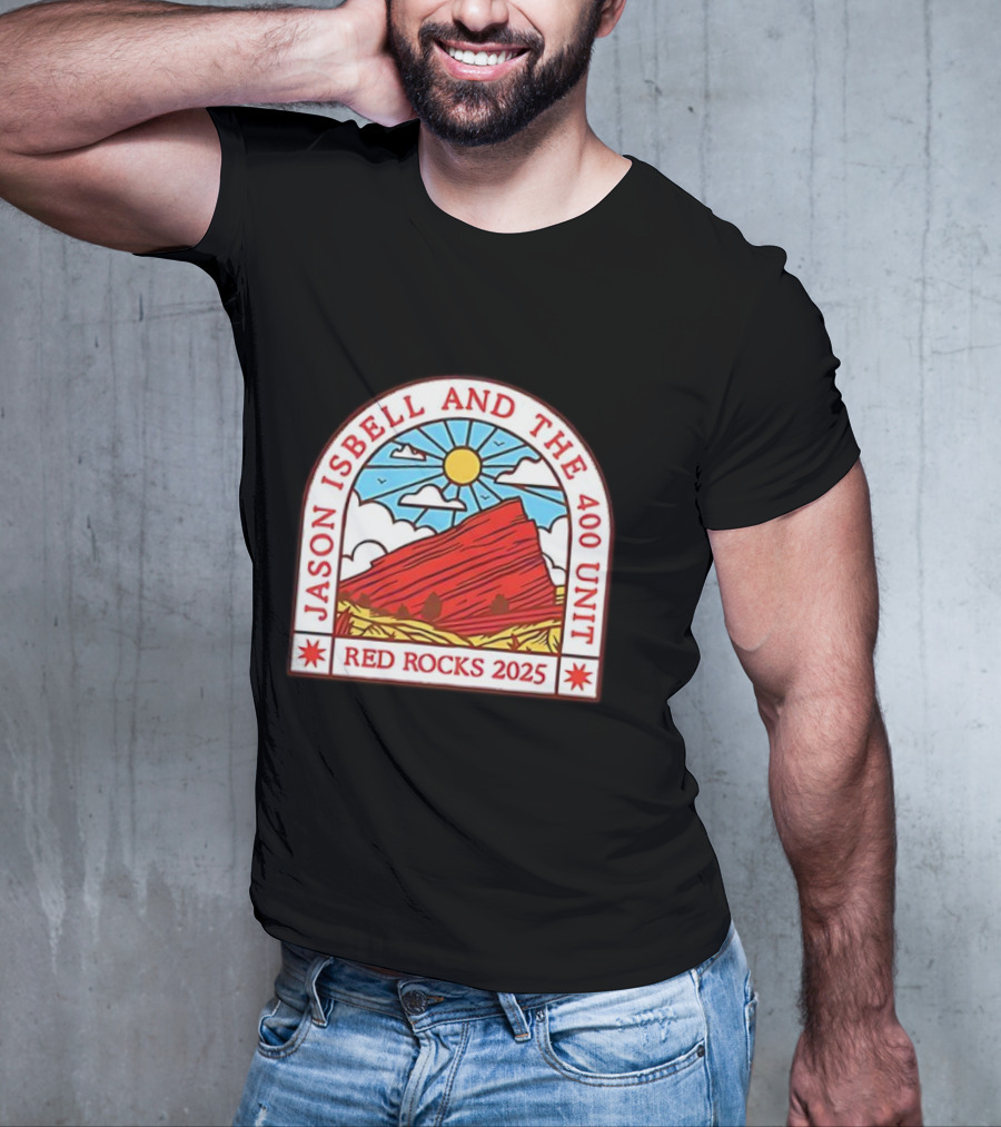 Jason Isbell And The 400 Unit Red Rocks 2025 Sun And Mountains T-Shirt