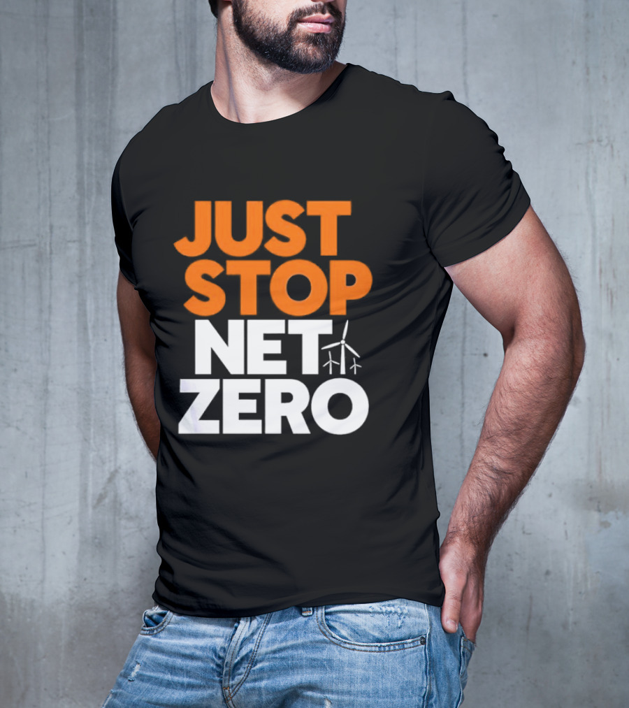 Just Stop Net Zero Wind Turbine Icon T-Shirt