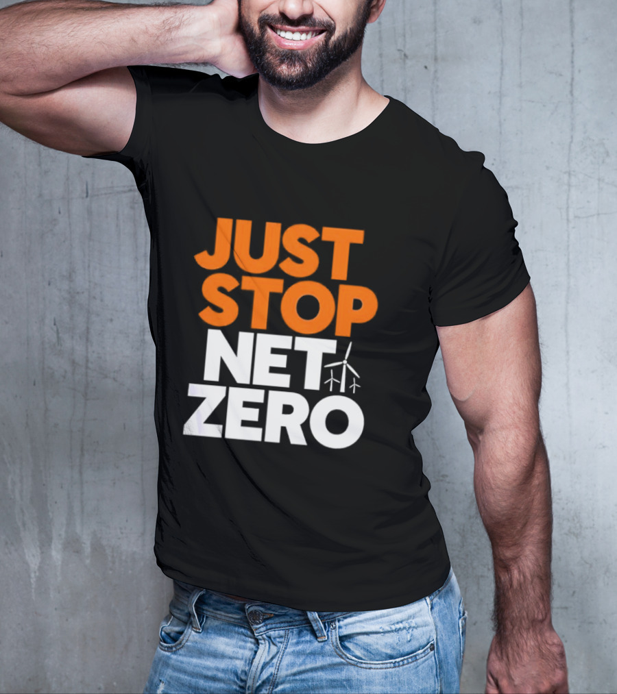 Just Stop Net Zero Wind Turbine Icon T-Shirt