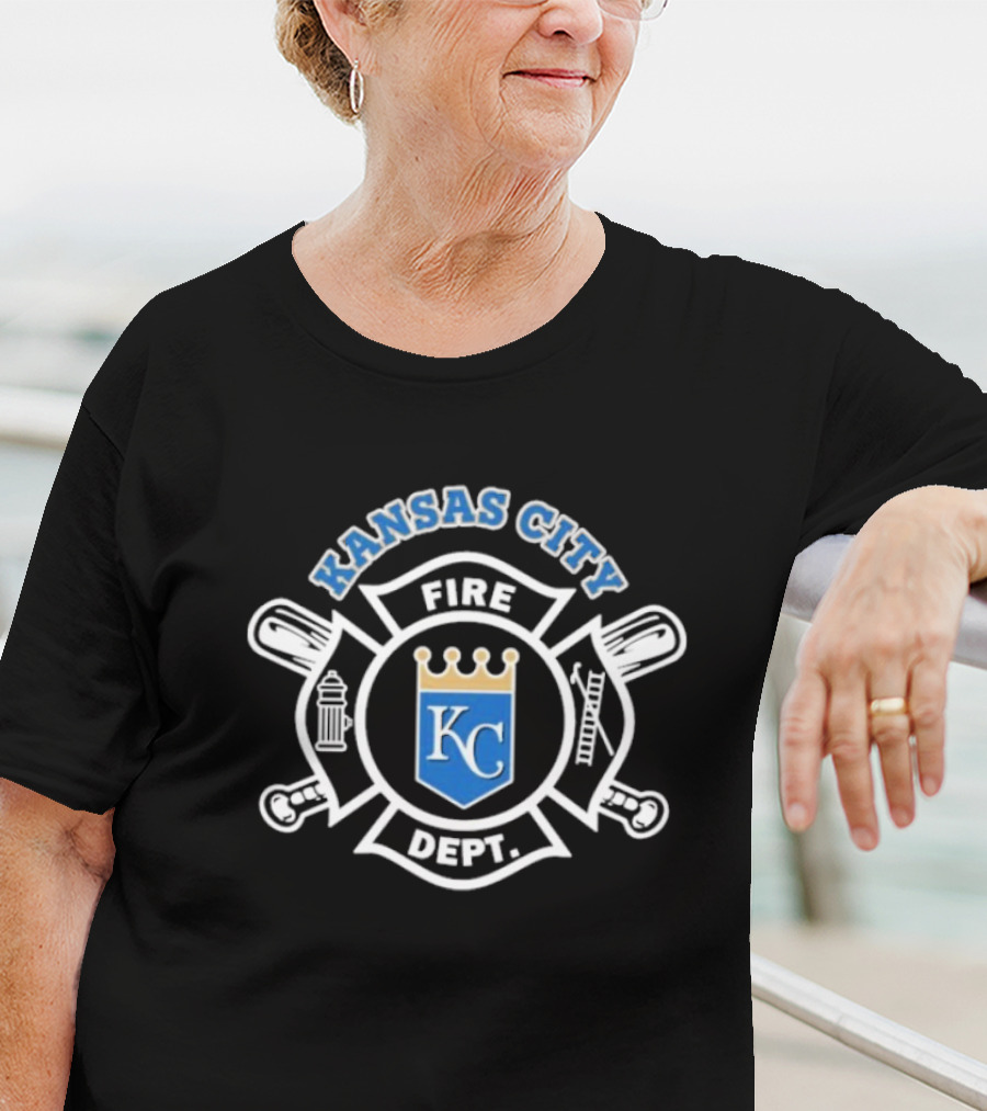 Kansas City Fire Dept KC Royals Crown Badge Firefighters T-Shirt