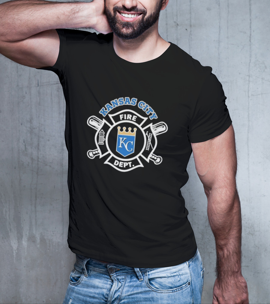 Kansas City Fire Dept KC Royals Crown Badge Firefighters T-Shirt