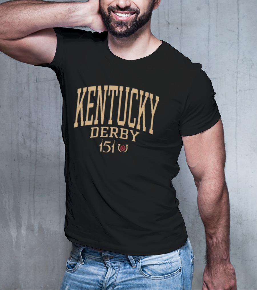 Kentucky Derby 151 Event Typography With Horseshoe Icon T-Shirt