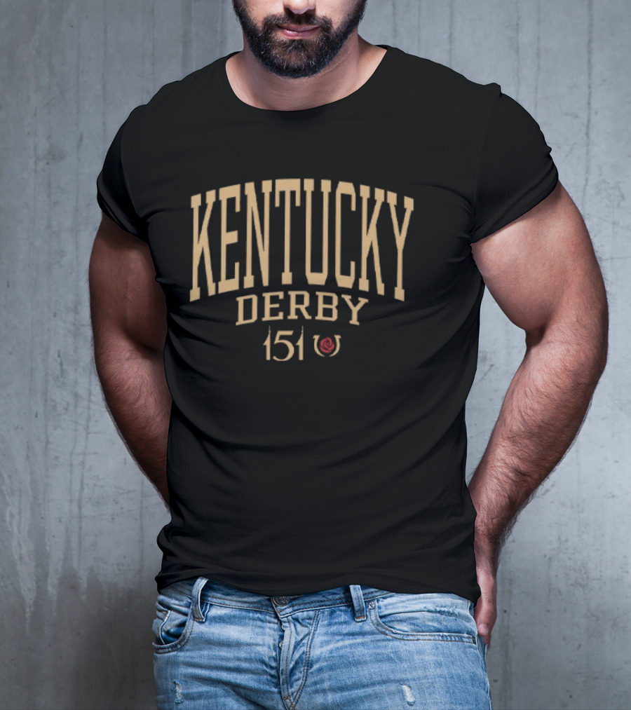 Kentucky Derby 151 Event Typography With Horseshoe Icon T-Shirt