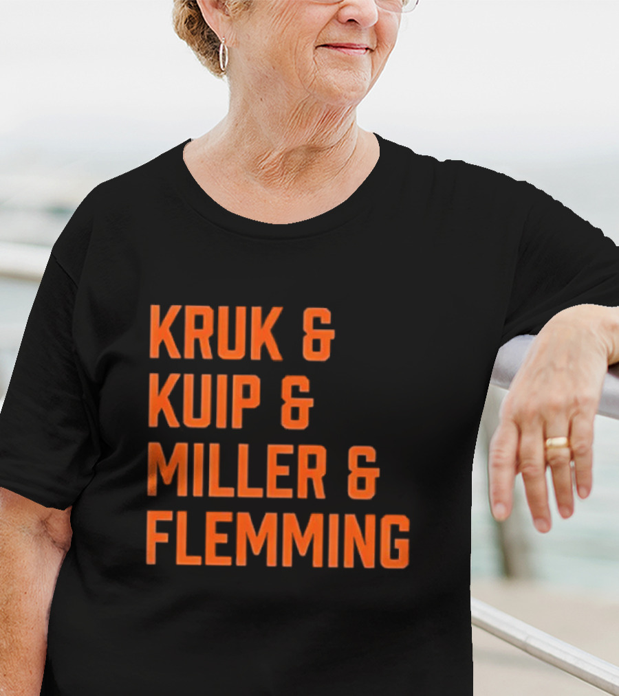Kruk Kuip Miller Flemming Baseball Broadcasters Orange Text T-Shirt