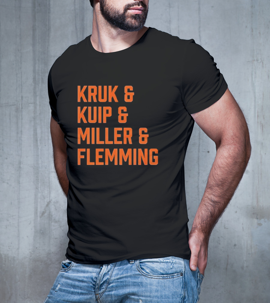Kruk Kuip Miller Flemming Baseball Broadcasters Orange Text T-Shirt