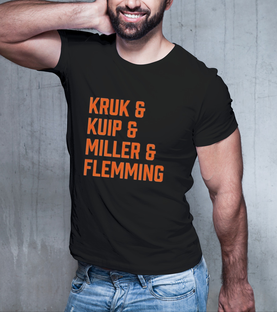 Kruk Kuip Miller Flemming Baseball Broadcasters Orange Text T-Shirt