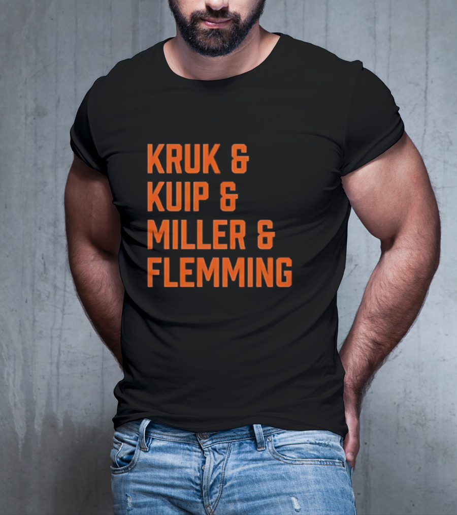 Kruk Kuip Miller Flemming Baseball Broadcasters Orange Text T-Shirt