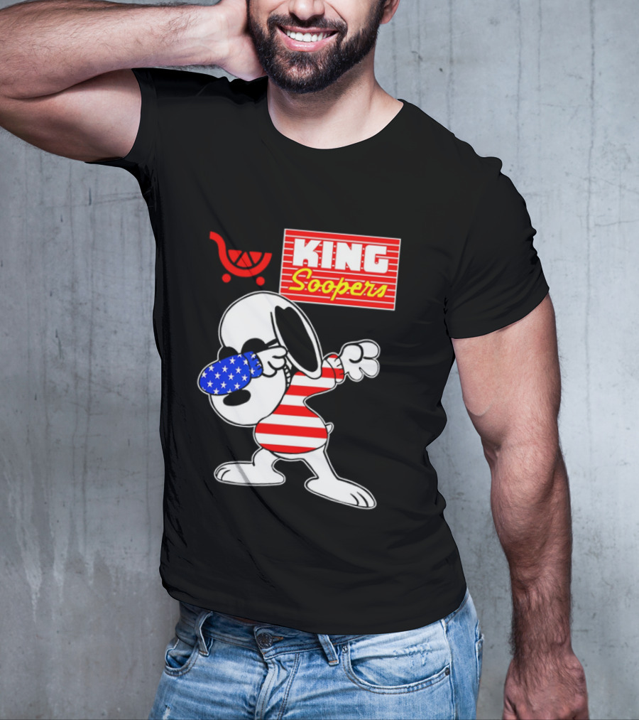 King Soopers Snoopy Dabbing USA Flag Style T-Shirt