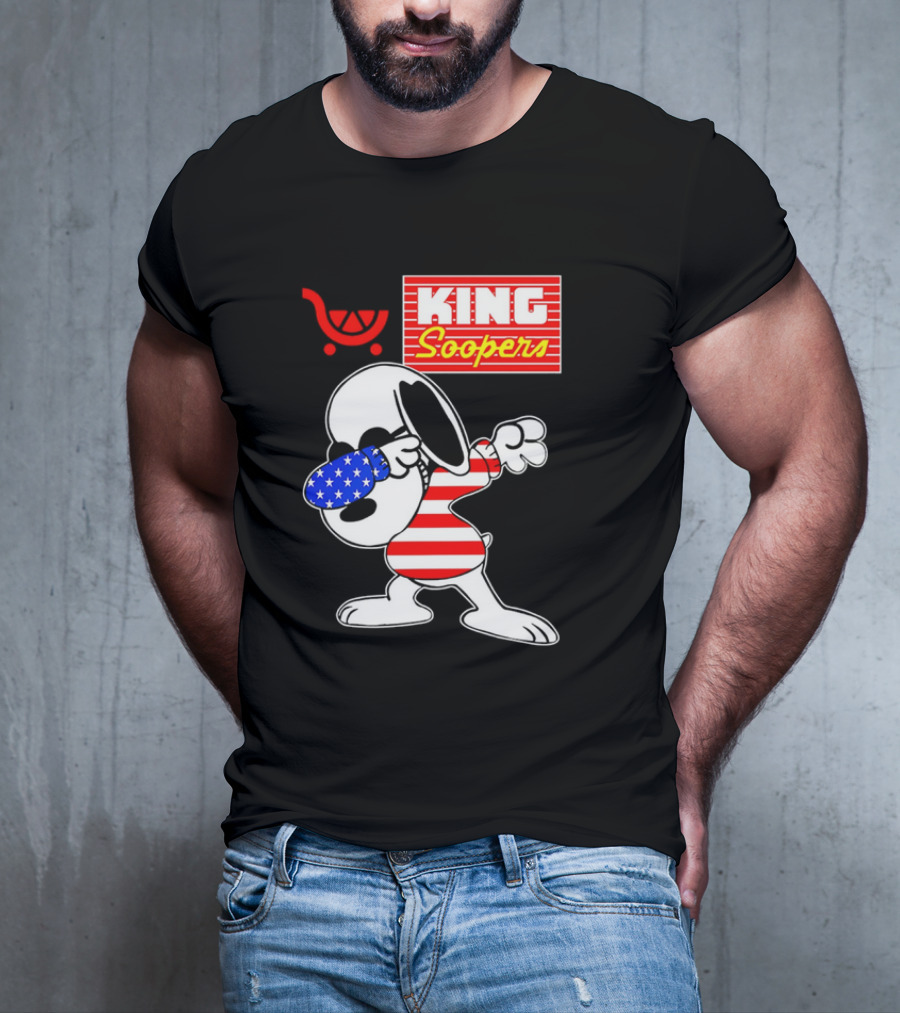 King Soopers Snoopy Dabbing USA Flag Style T-Shirt