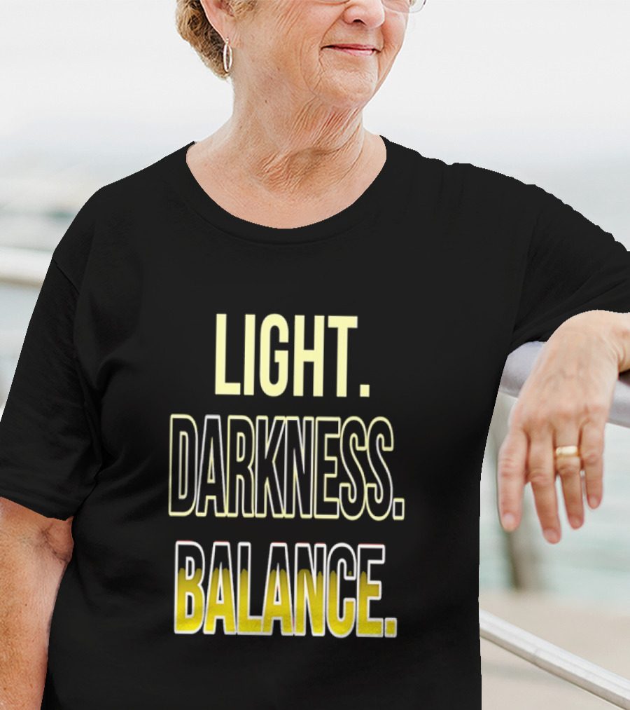 Light Darkness Balance Text In Yellow And Black Typography T-Shirt