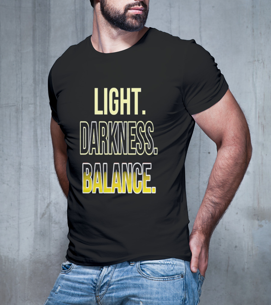 Light Darkness Balance Text In Yellow And Black Typography T-Shirt